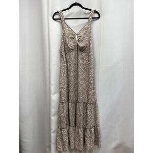 Floral tan maxi dress size XL
Ptp-18
Length without straps-48